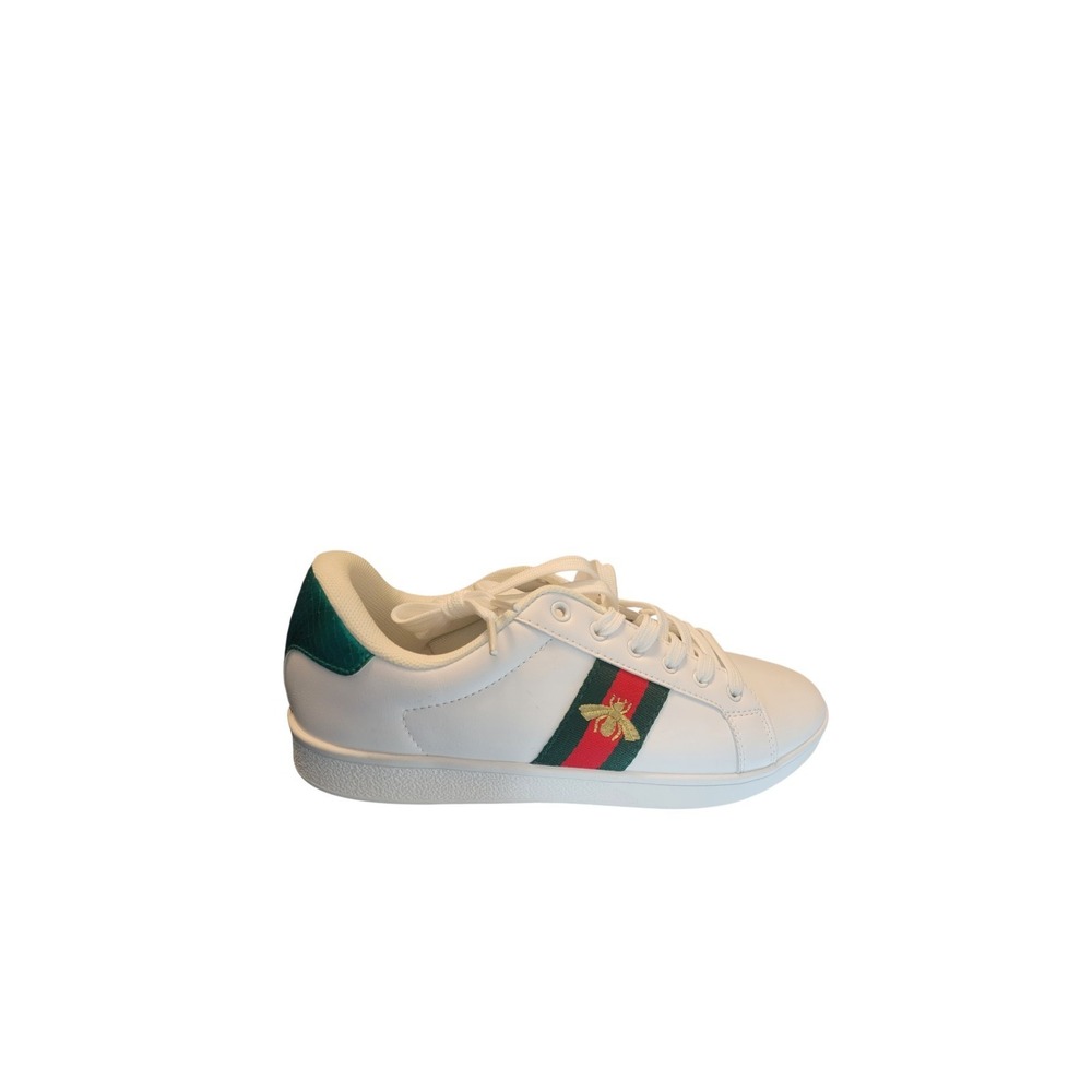 Fashion Men's White Casual Sneakers Embroidered Bee Stripe Lace Up EU 43